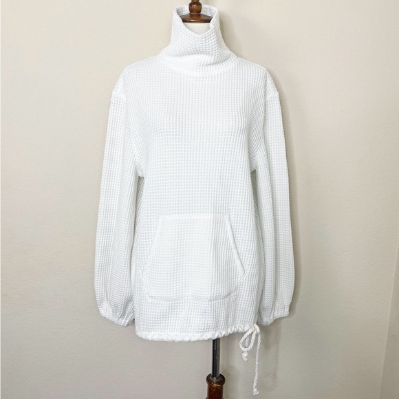 Faherty Echo Thermal Mock Neck Pullover Sweater White - Picture 4 of 15